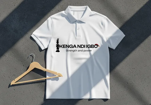 Kenga Ndi Igbo mark on a polo shirt